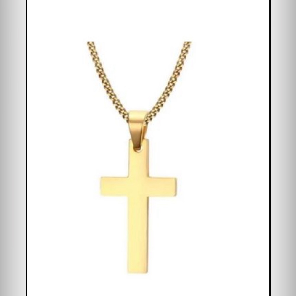 Men Women Chain Necklace Black Cross Stainless Steel Pendant Crucifix